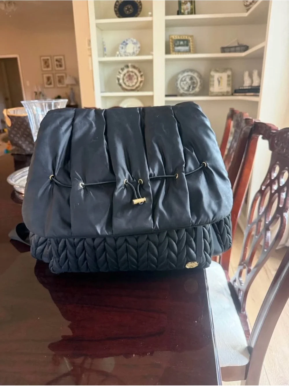 Levy Kids Quilted Black Backpack with Flap